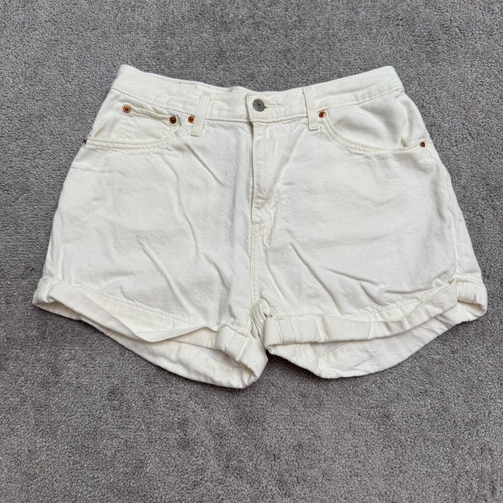 Levi's A-Line Mom Denim Shorts Womens Size 30 White High Rise Cuffed WaterLess